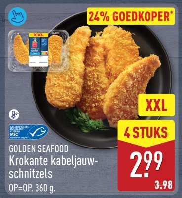 GOLDEN SEAFOOD Krokante kabeljauwschnitzels