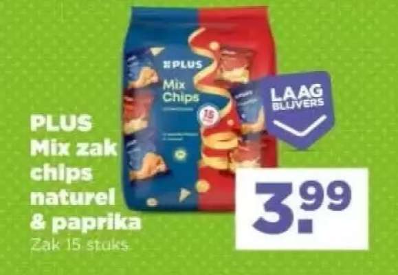 PLUS Mix zak chips naturel & paprika