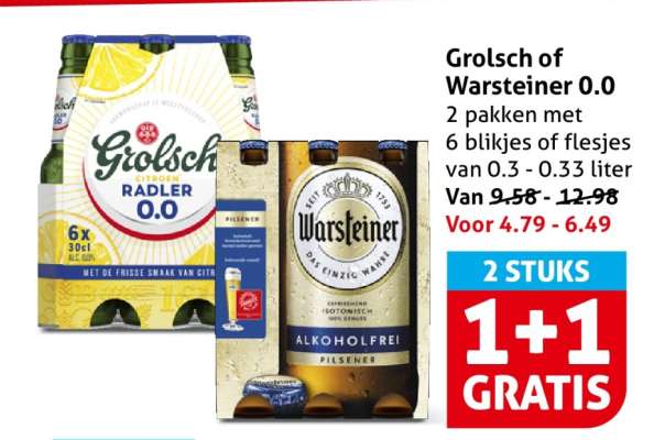 Grolsch of Warsteiner 0.0%