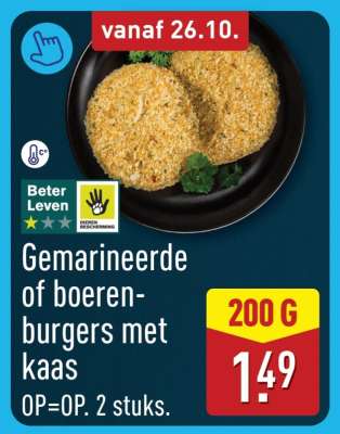 Gemarineerde of boerenburgers met kaas