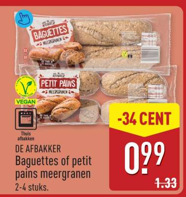 DE AFBAKKER Baguettes of petit pains meergranen