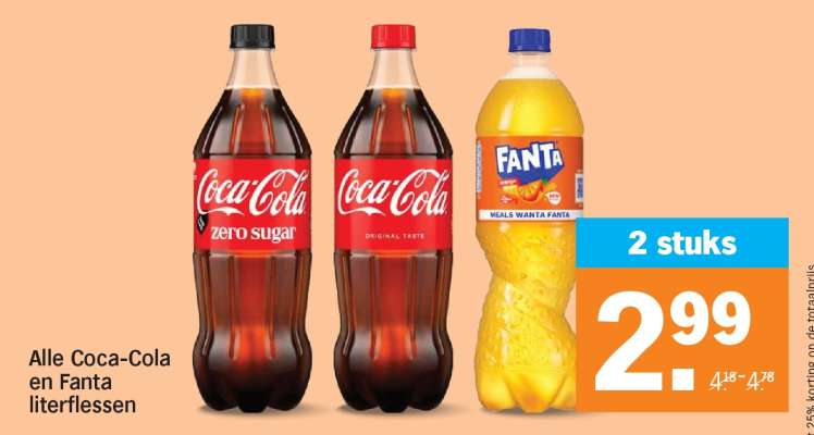 Coca-Cola en Fanta literflessen