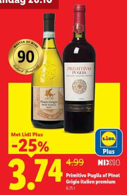 Primitivo Puglia of Pinot Grigio italien premium