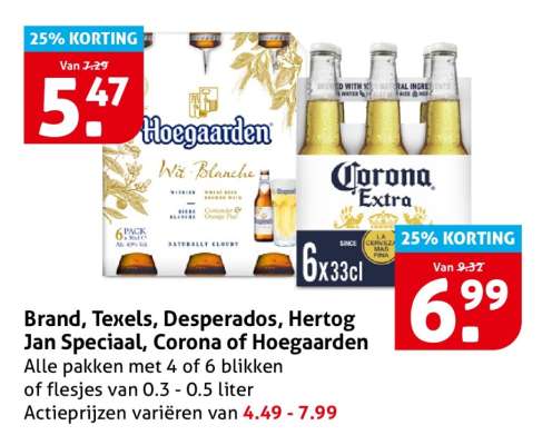 Brand, Texels, Desperados, Hertog Jan Speciaal, Corona of Hoegaarden